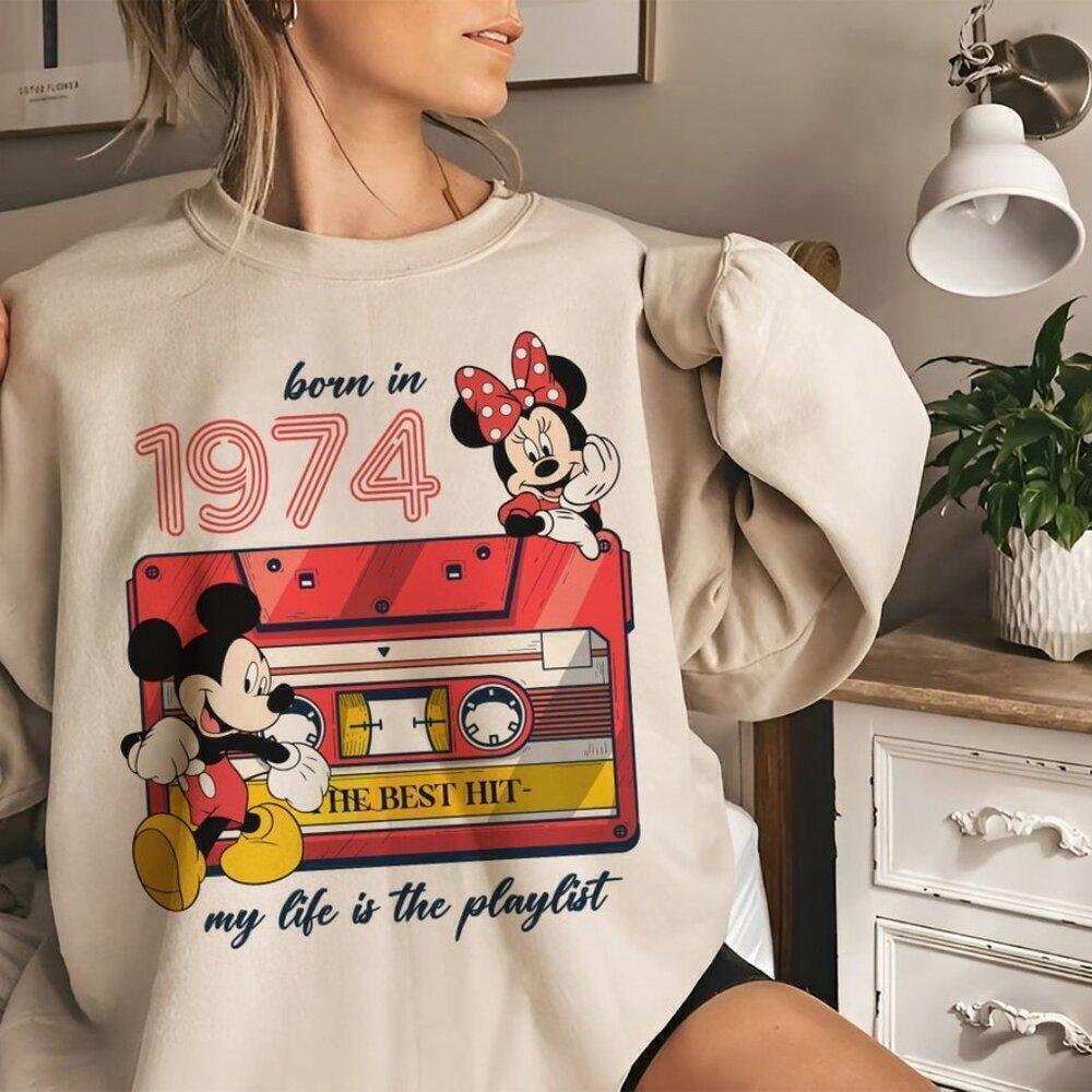 50th Birthday Mickey Minnie Retro 1974 Birthday Celebration Sweatshirt